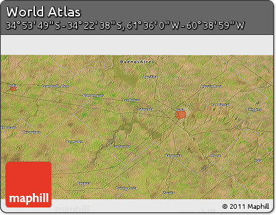 Satellite 3D Map of the Area around 34° 38' 13" S, 61° 7' 30" W