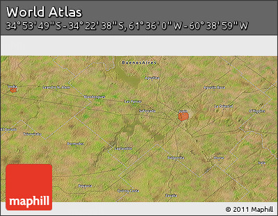 Satellite 3D Map of the Area around 34° 38' 13" S, 61° 7' 30" W