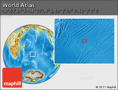 Physical Location Map of the Area around 34° 38' 13" S, 65° 31' 30" E