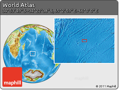 Physical Location Map of the Area around 34° 38' 13" S, 65° 31' 30" E
