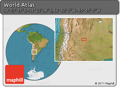 Satellite Location Map of the Area around 34° 38' 13" S, 66° 13' 29" W