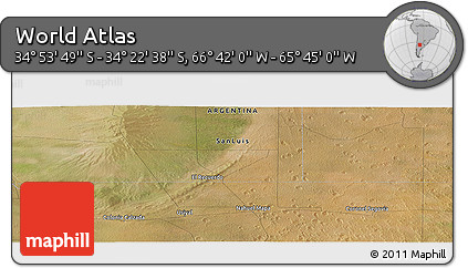 Satellite Panoramic Map of the Area around 34° 38' 13" S, 66° 13' 29" W