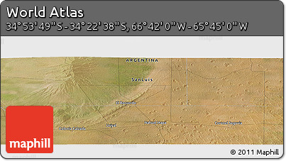 Satellite Panoramic Map of the Area around 34° 38' 13" S, 66° 13' 29" W