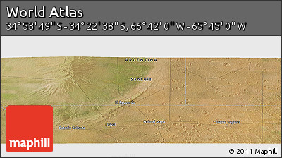 Satellite Panoramic Map of the Area around 34° 38' 13" S, 66° 13' 29" W