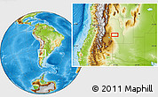 Physical Location Map of the area around 34° 38' 13" S, 67° 55' 30" W