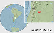 Savanna Style Location Map of the area around 34° 38' 13" S, 67° 55' 30" W, hill shading