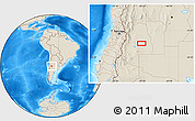 Shaded Relief Location Map of the area around 34° 38' 13" S, 67° 55' 30" W