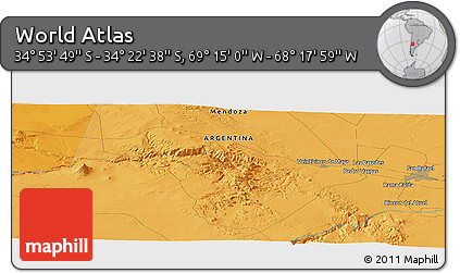 Political Panoramic Map of the Area around 34° 38' 13" S, 68° 46' 30" W