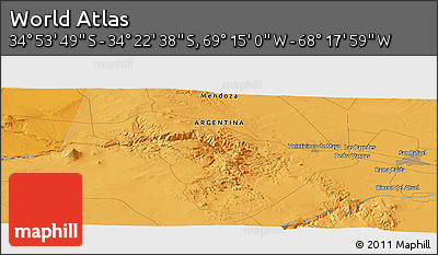 Political Panoramic Map of the Area around 34° 38' 13" S, 68° 46' 30" W