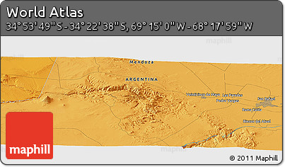 Political Panoramic Map of the Area around 34° 38' 13" S, 68° 46' 30" W
