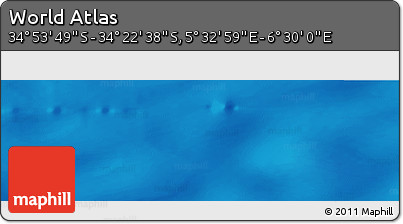 Physical Panoramic Map of the Area around 34° 38' 13" S, 6° 1' 30" E