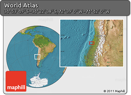 Satellite Location Map of the Area around 34° 38' 13" S, 72° 10' 30" W