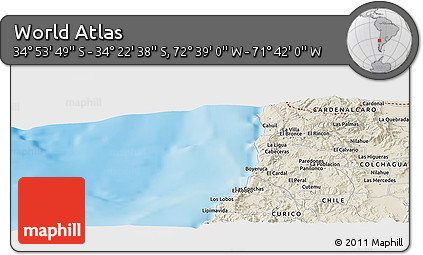 Shaded Relief Panoramic Map of the Area around 34° 38' 13" S, 72° 10' 30" W