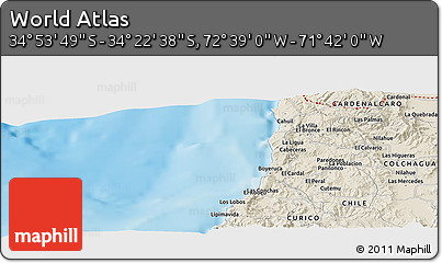 Shaded Relief Panoramic Map of the Area around 34° 38' 13" S, 72° 10' 30" W
