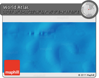 Physical 3D Map of the Area around 34° 38' 13" S, 7° 43' 29" E