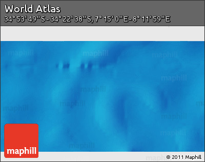 Physical 3D Map of the Area around 34° 38' 13" S, 7° 43' 29" E