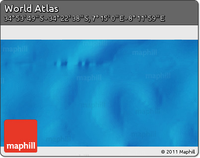 Physical 3D Map of the Area around 34° 38' 13" S, 7° 43' 29" E