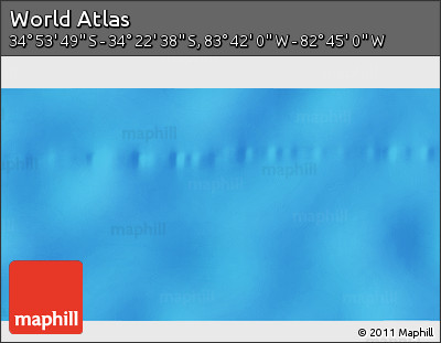 Physical 3D Map of the Area around 34° 38' 13" S, 83° 13' 29" W