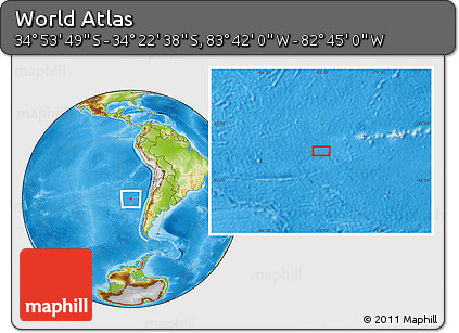 Physical Location Map of the Area around 34° 38' 13" S, 83° 13' 29" W