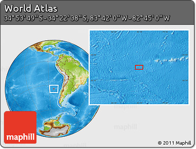 Physical Location Map of the Area around 34° 38' 13" S, 83° 13' 29" W