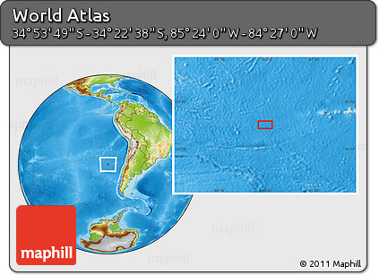 Physical Location Map of the Area around 34° 38' 13" S, 84° 55' 30" W
