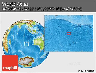Physical Location Map of the Area around 34° 38' 13" S, 94° 25' 30" E