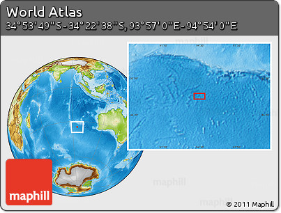 Physical Location Map of the Area around 34° 38' 13" S, 94° 25' 30" E