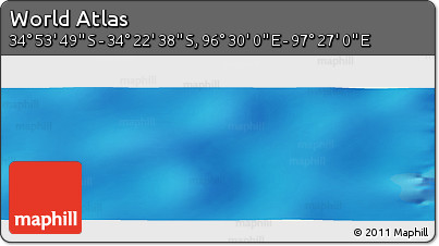 Physical Panoramic Map of the Area around 34° 38' 13" S, 96° 58' 29" E