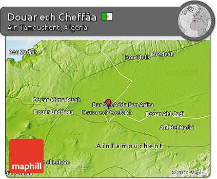 Physical 3D Map of Douar Ech Cheffâa