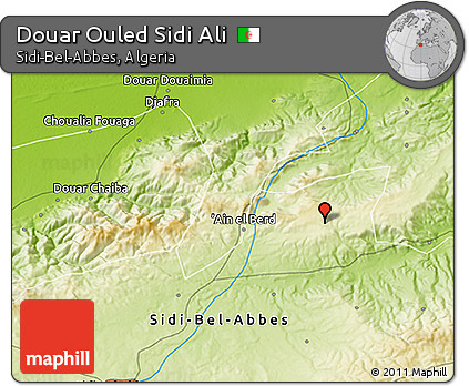 Physical 3D Map of Douar Ouled Sidi Ali