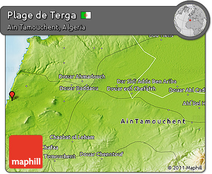 Physical 3D Map of Plage De Terga