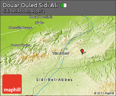 Physical 3D Map of Douar Ouled Sidi Ali