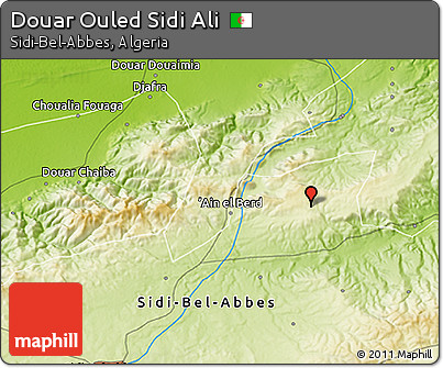 Physical 3D Map of Douar Ouled Sidi Ali