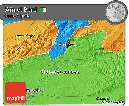 Political 3D Map of 'Aïn El Berd