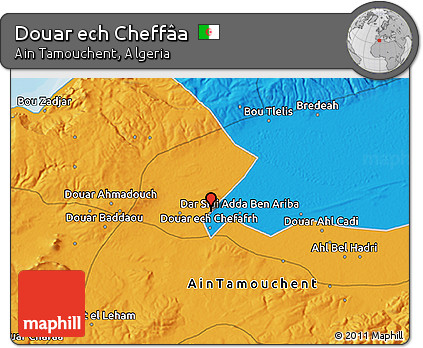 Political 3D Map of Douar Ech Cheffâa