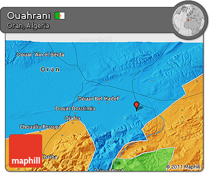 Political 3D Map of Ouahrani