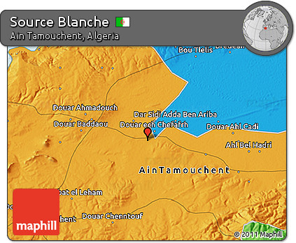 Political 3D Map of Source Blanche