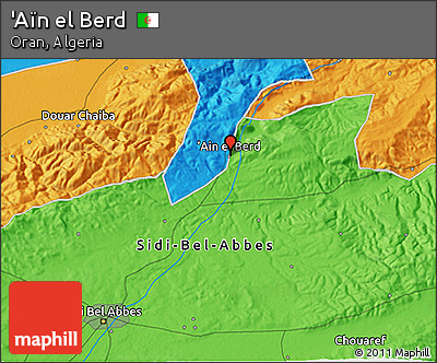Political 3D Map of 'Aïn El Berd