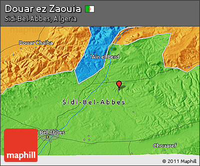 Political 3D Map of Douar Ez Zaouia