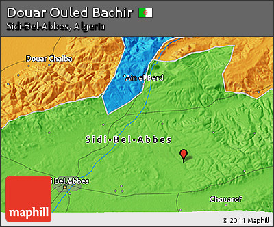 Political 3D Map of Douar Ouled Bachir