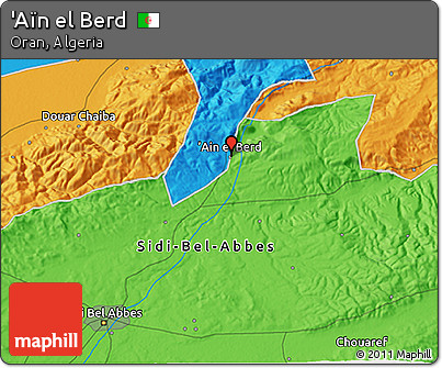 Political 3D Map of 'Aïn El Berd