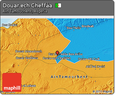 Political 3D Map of Douar Ech Cheffâa
