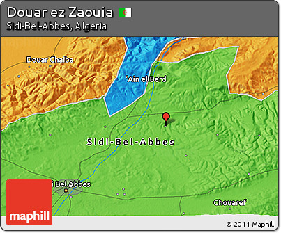Political 3D Map of Douar Ez Zaouia