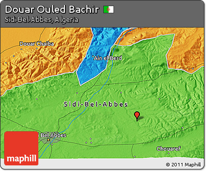 Political 3D Map of Douar Ouled Bachir