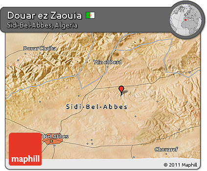 Satellite 3D Map of Douar Ez Zaouia