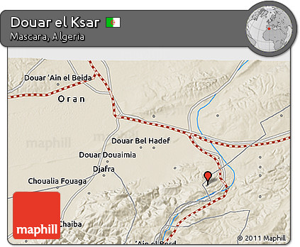 Shaded Relief 3D Map of Douar El Ksar