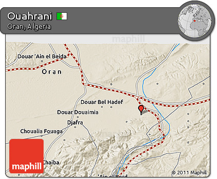 Shaded Relief 3D Map of Ouahrani