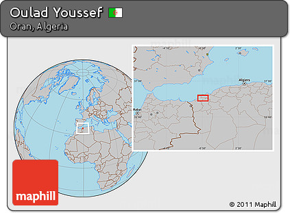 Gray Location Map of Oulad Youssef
