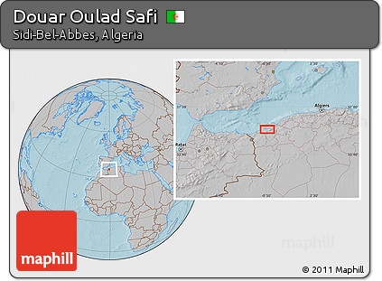Gray Location Map of Douar Oulad Safi, hill shading