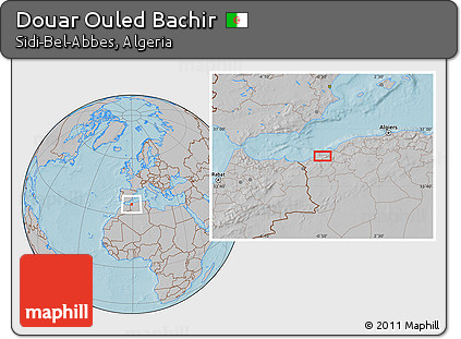 Gray Location Map of Douar Ouled Bachir, hill shading